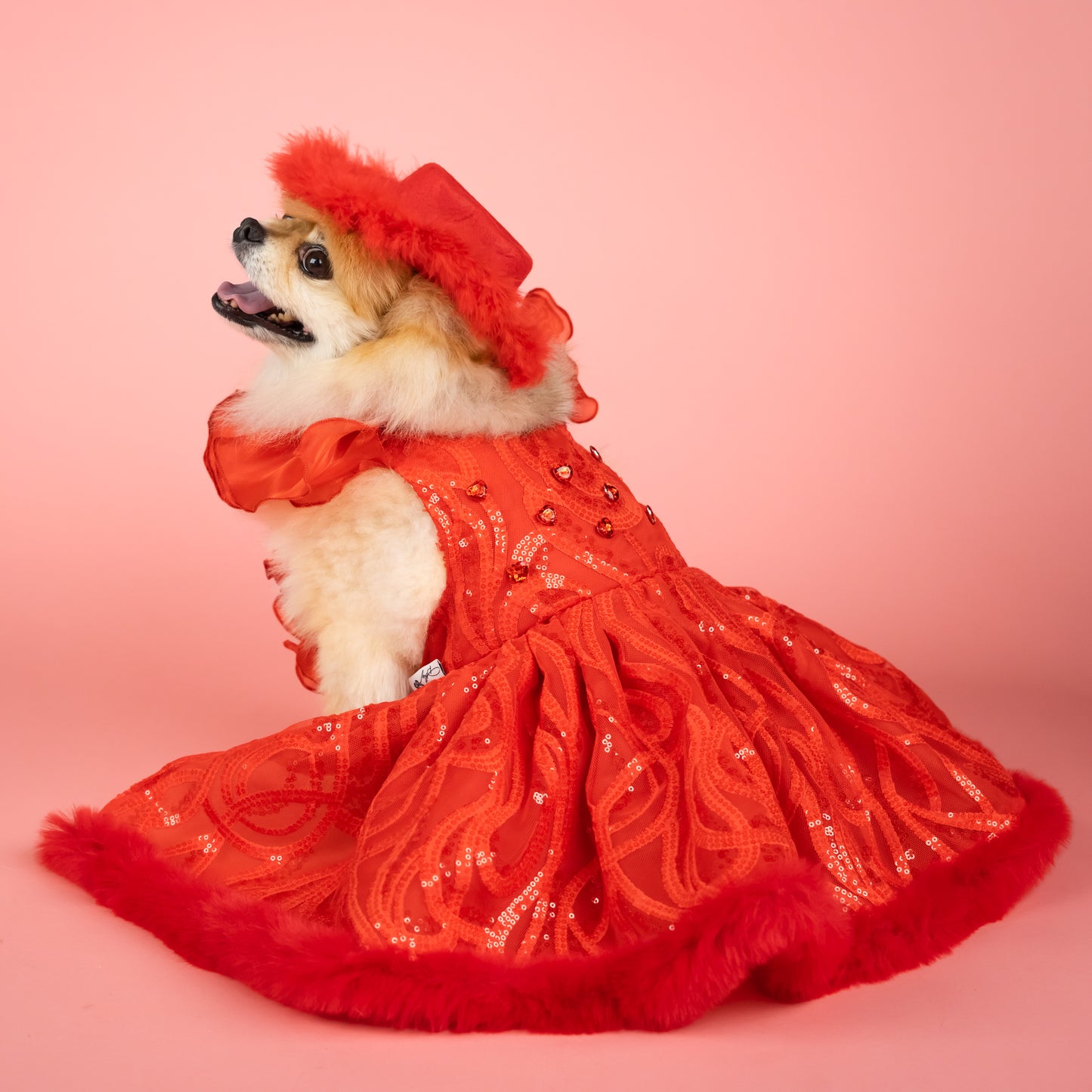 Red Fur-Trimmed Cowboy Hat for Pets