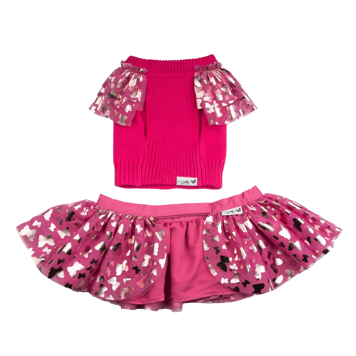 Dolly Ruffle Sweater and Skirt Set for Pets - Pink