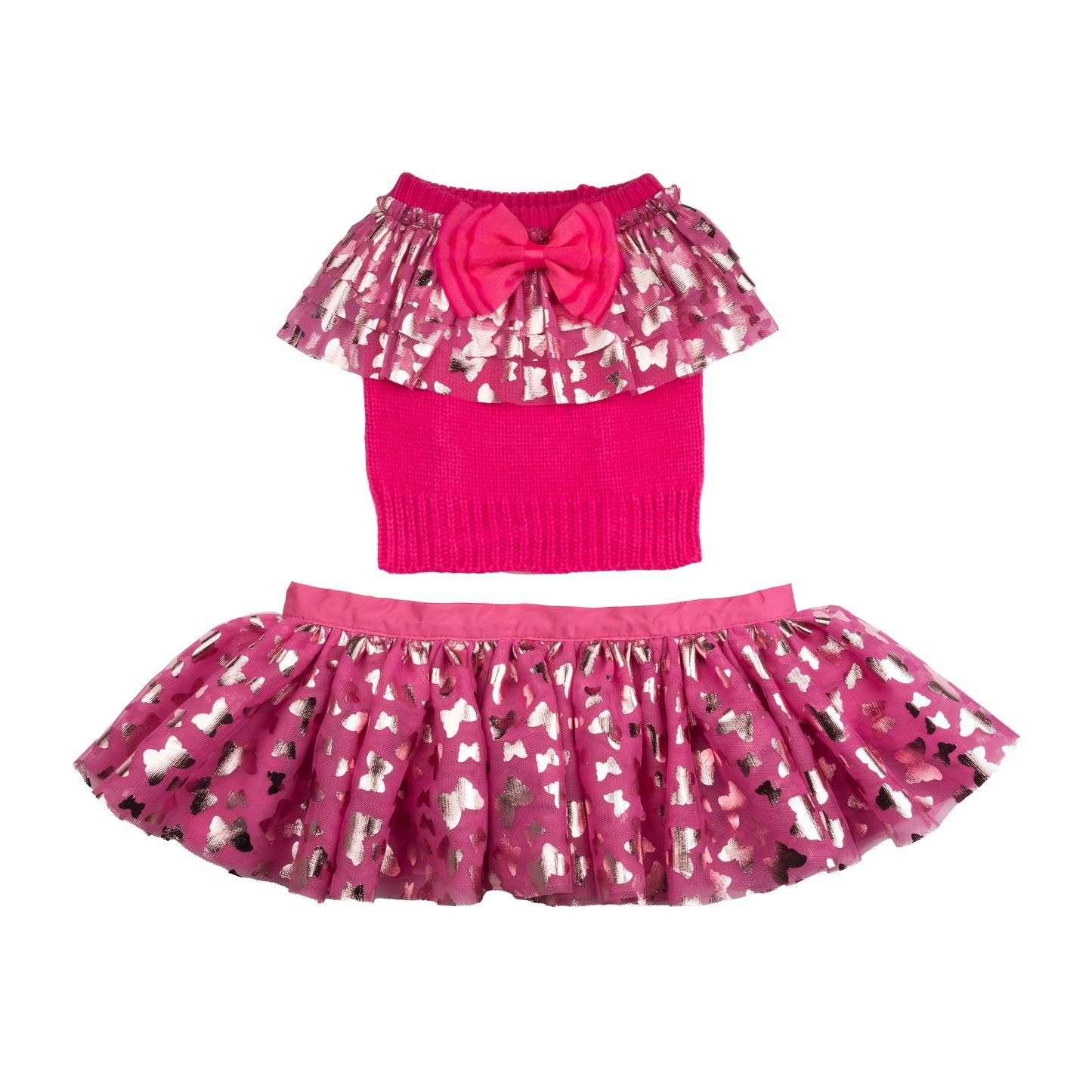 Dolly Ruffle Sweater and Skirt Set for Pets - Pink