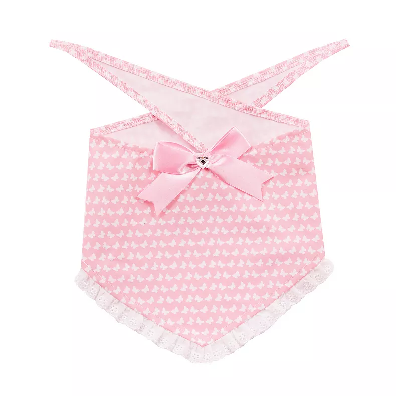 Pink Butterfly Print Dog Bandana for Pets