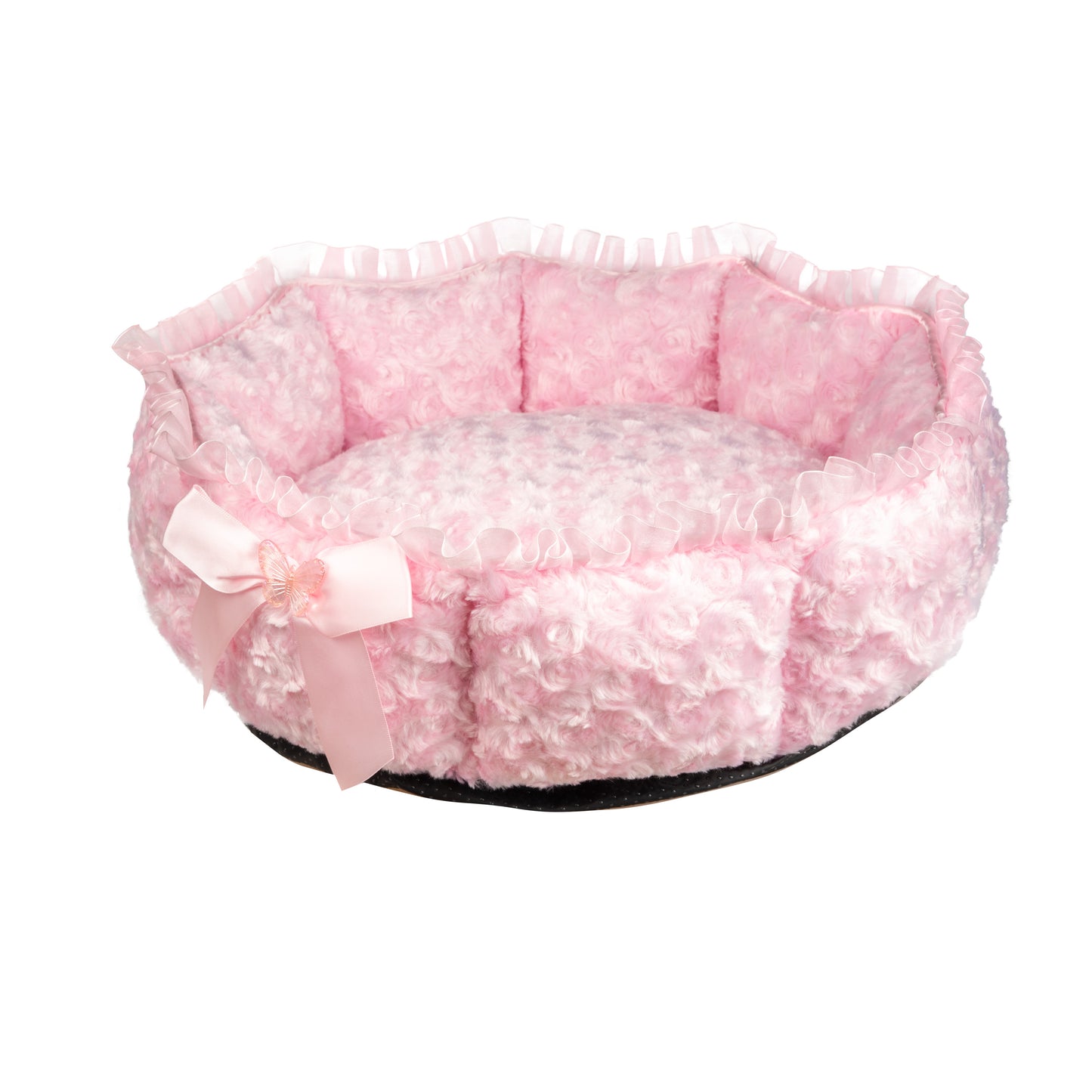 Ruffle And Bow Cuddle Bed for Pets - Pink