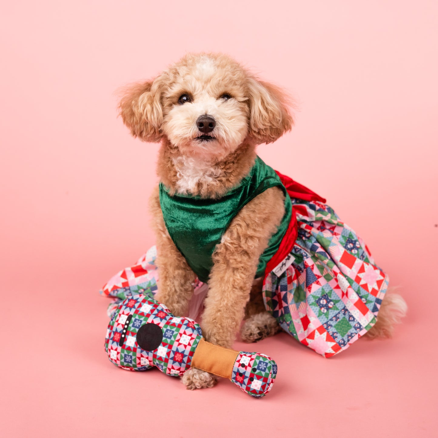 Snowflake Quilt Print Holiday Dress for Pets