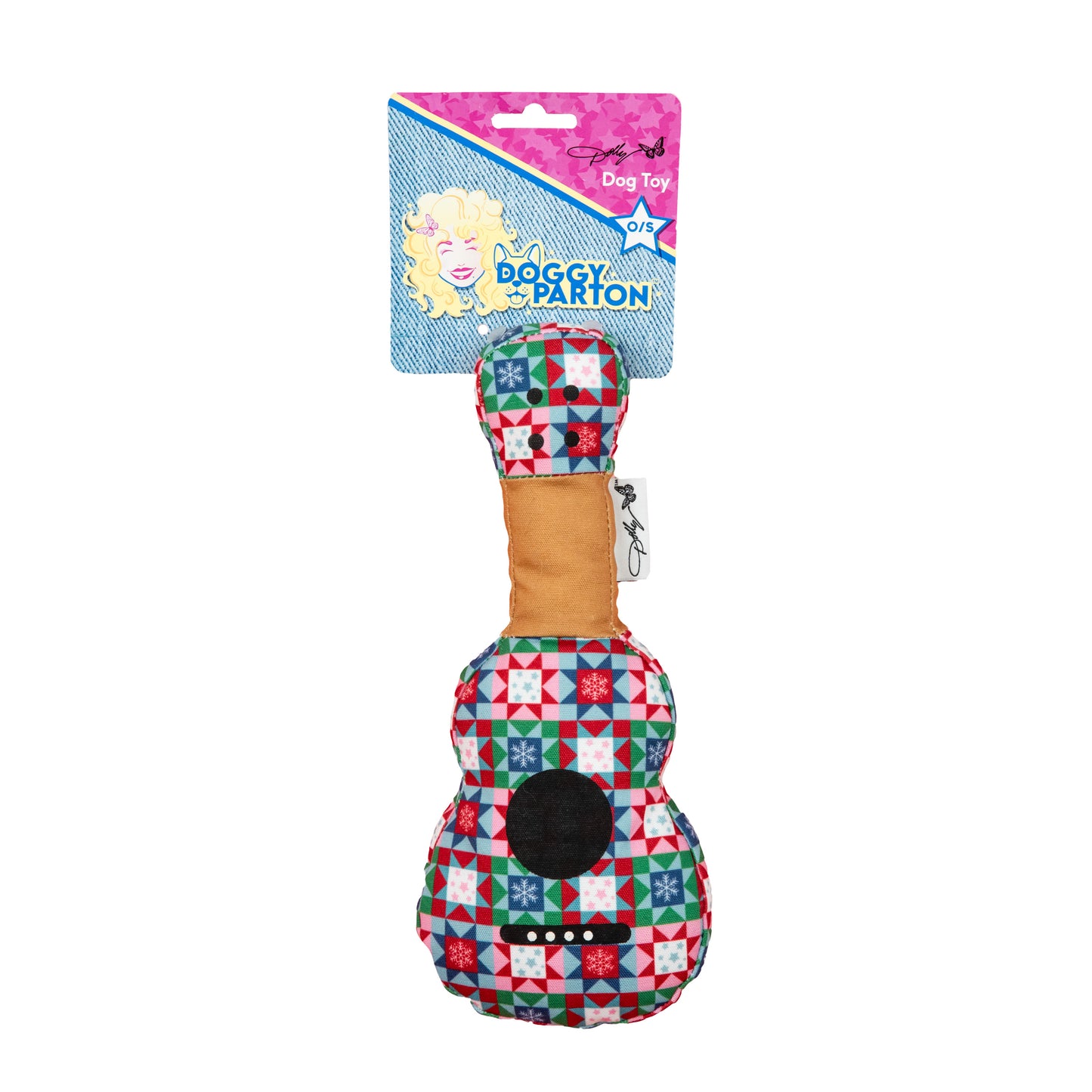 Snowflake Quilt Print Guitar Dog Toy