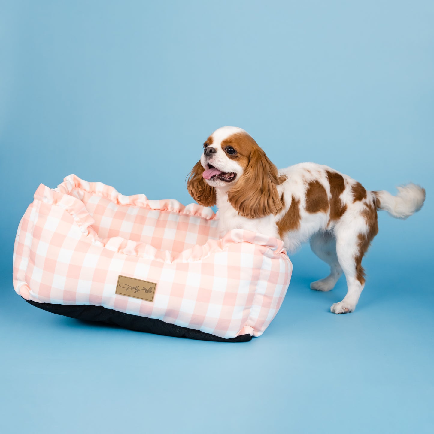 Buffalo Check Ruffle Cuddle Bed for Pets - Pink