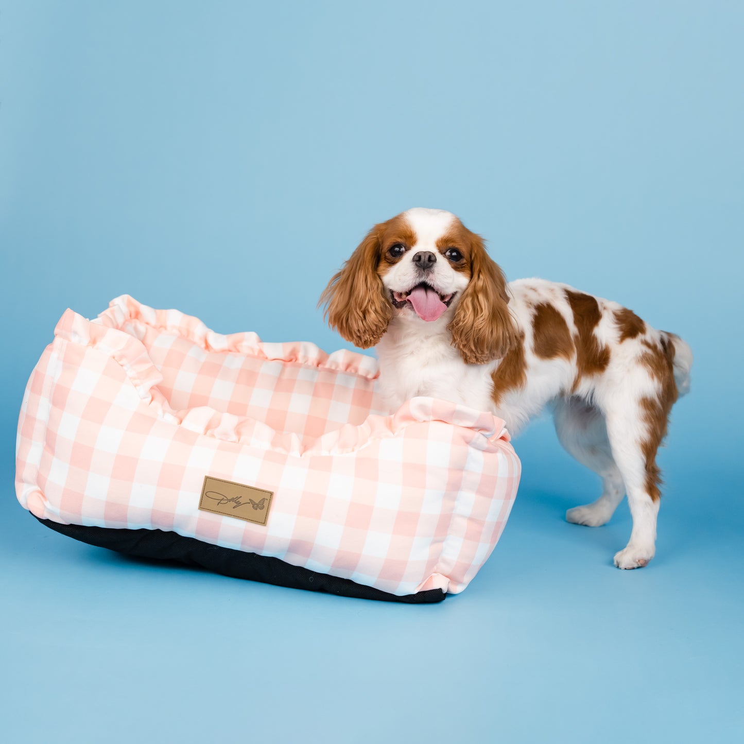 Buffalo Check Ruffle Cuddle Bed for Pets - Pink