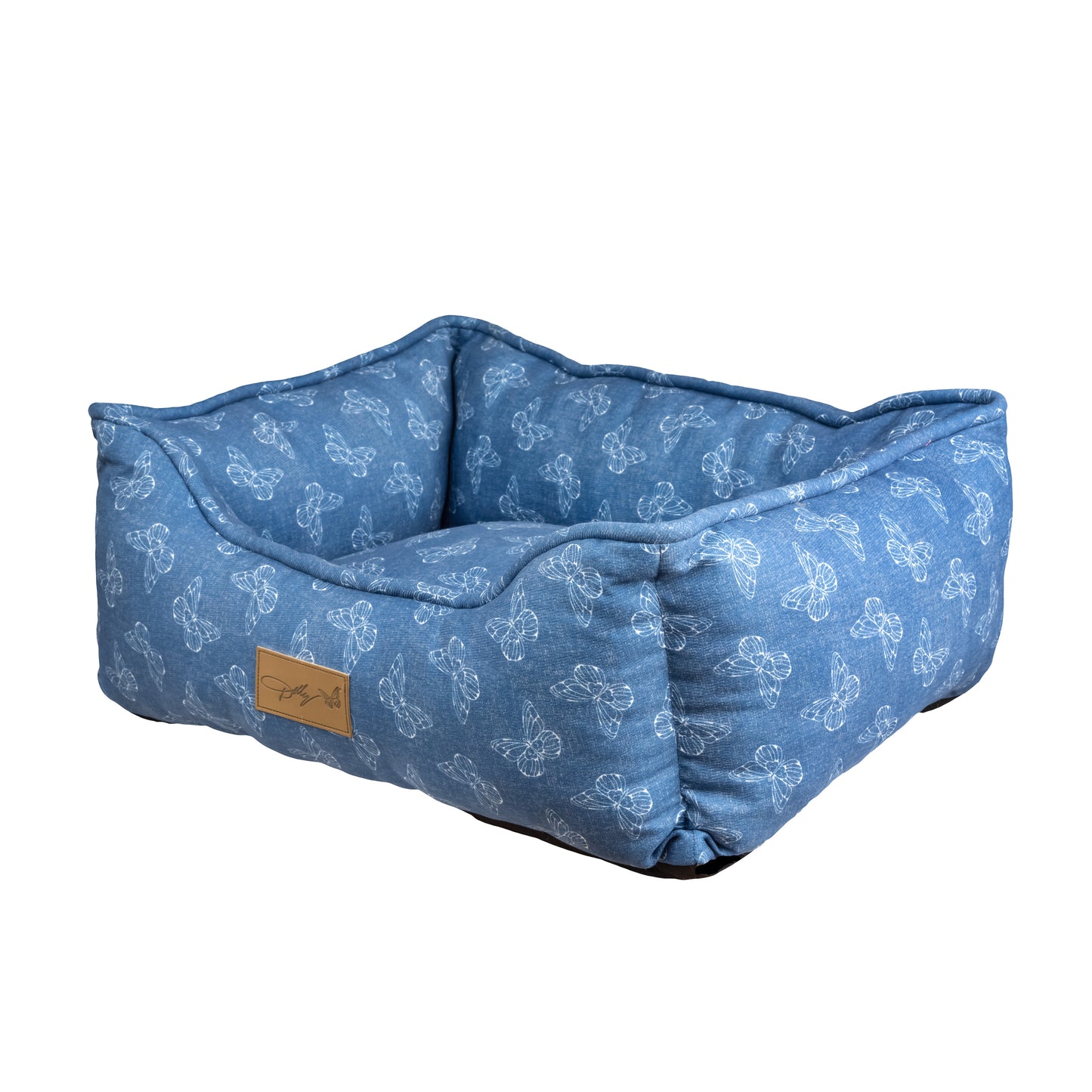 Rustic Denim Butterfly Cuddle Bed for Pets - Blue