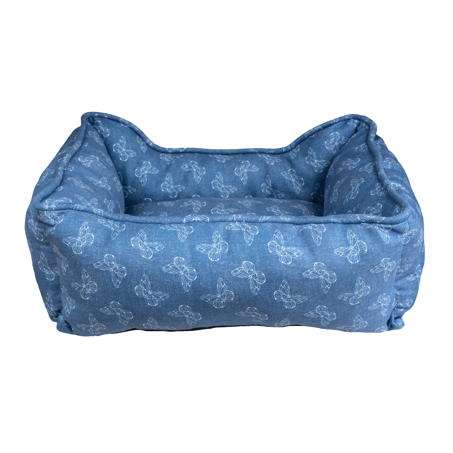 Rustic Denim Butterfly Cuddle Bed for Pets - Blue