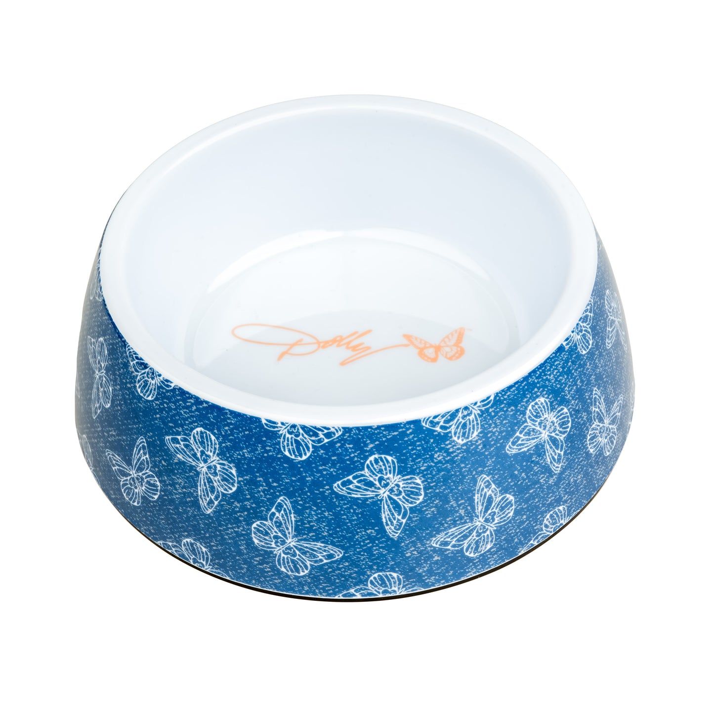Denim Butterfly Print Dog Bowl - Blue