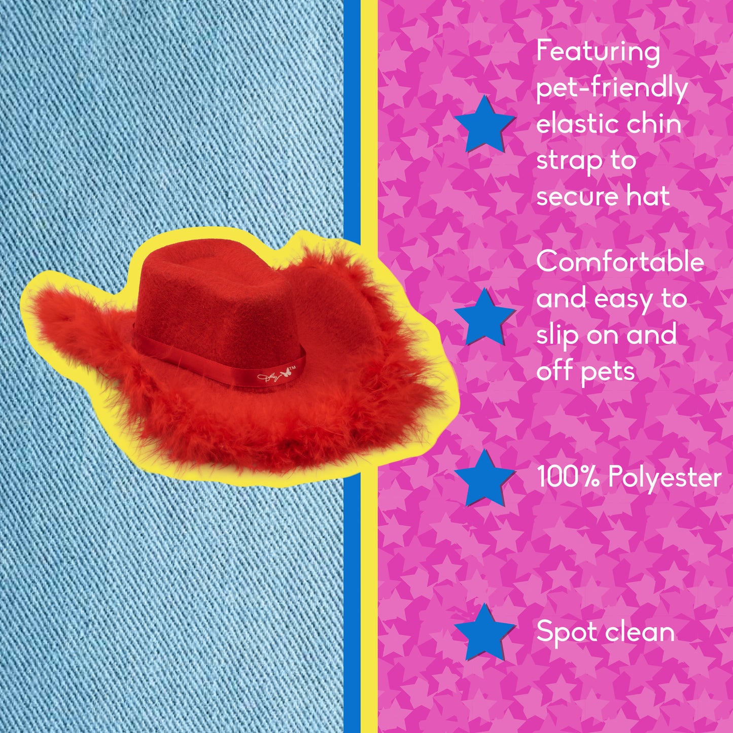 Red Fur-Trimmed Cowboy Hat for Pets
