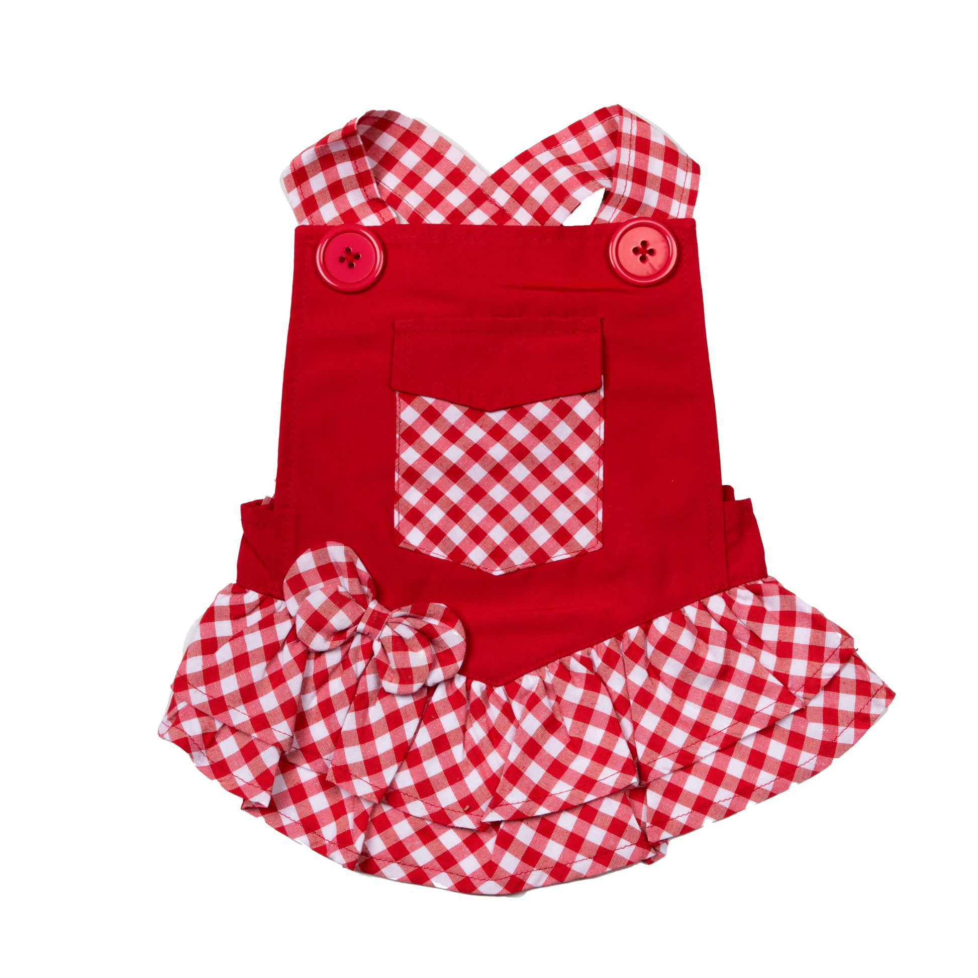 Red Gingham Overalls Dress