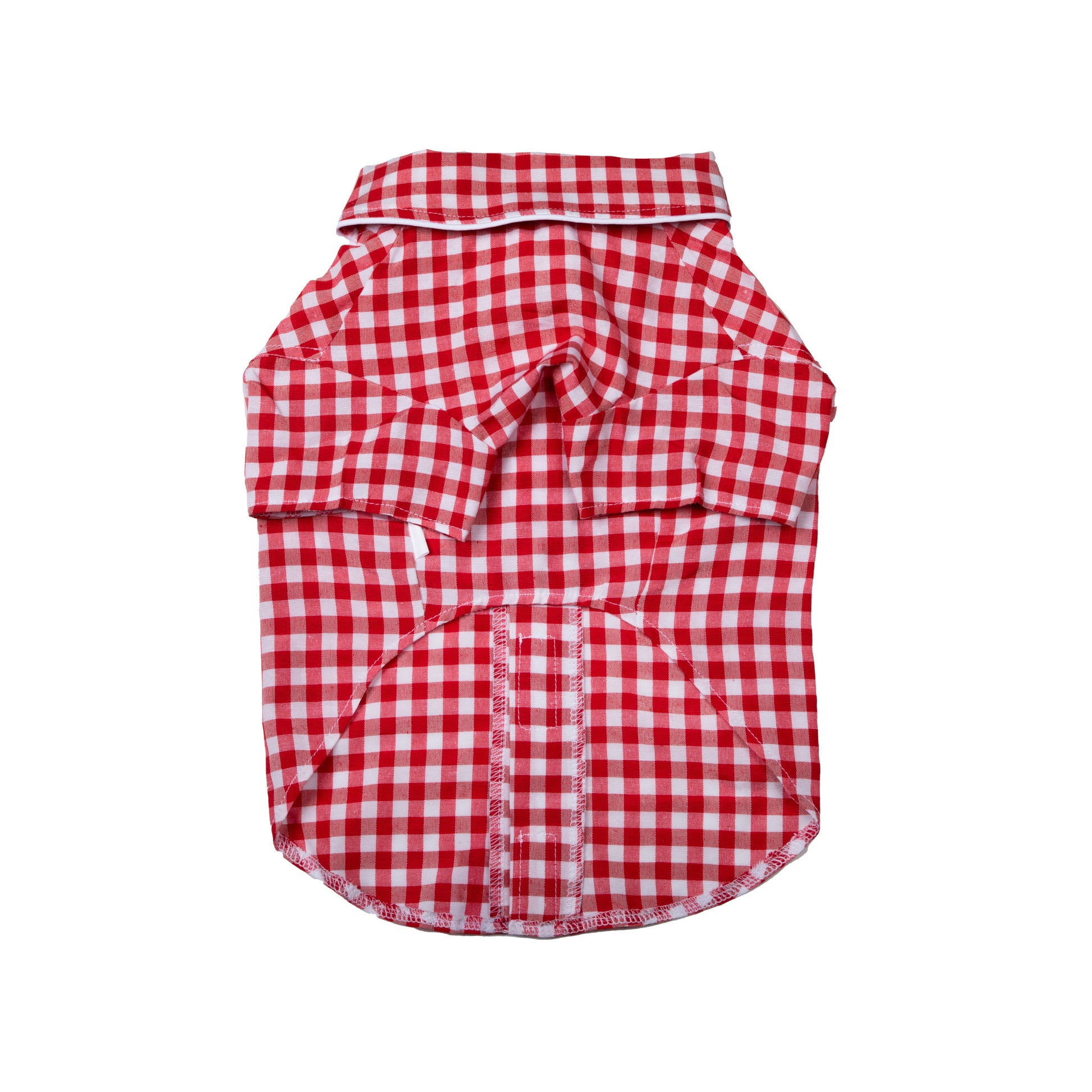 Red Gingham Shirt With Piping